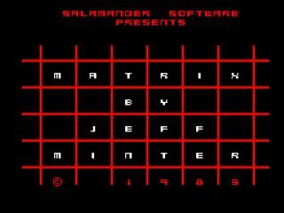 Matrix Gridrunner 2 title screen for ZX Spectrum